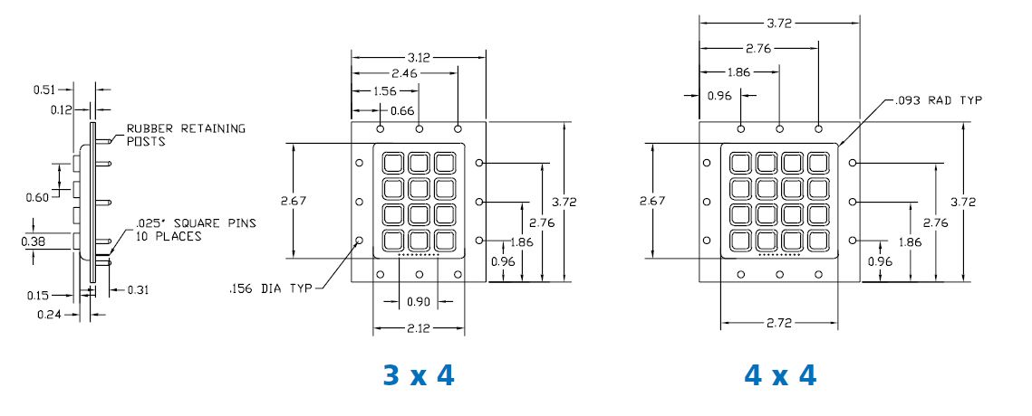 Sealed keypad dimension